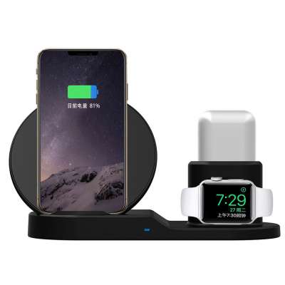 2020 OEM Multi Function 3 in 1 QI Wireless Charger For Iphone Charger Stand For Air/port Watch Wireless Charging Dock Station