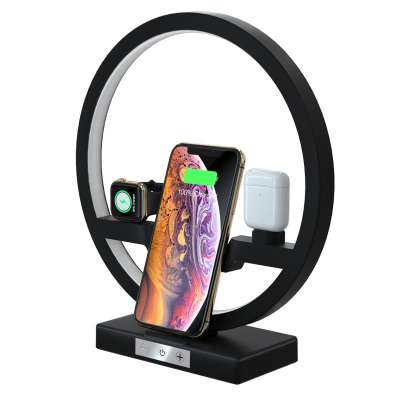 High Quality Dock Station Wireless Charging 3 In 1 Table Desk Lamp Fast QI Wireless Charger for iPhone 11 for iWatch